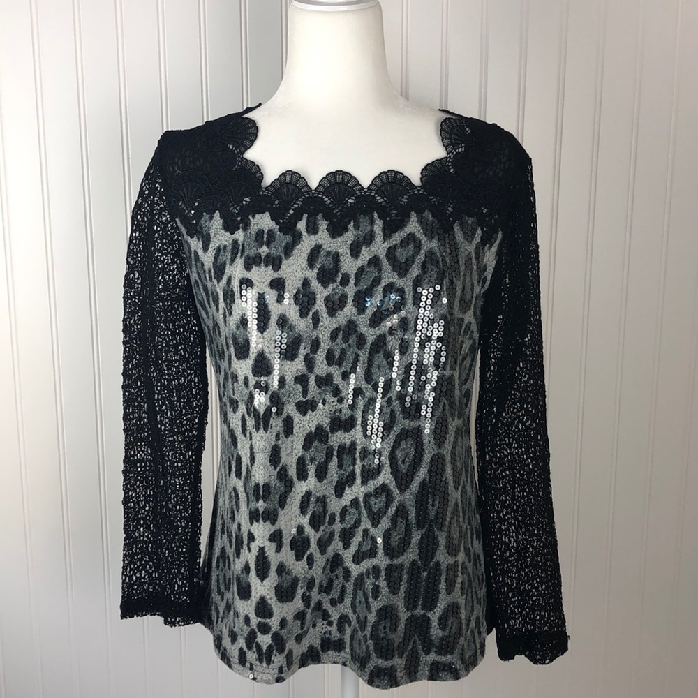Milano Moda Blouse Leopard Print Lace